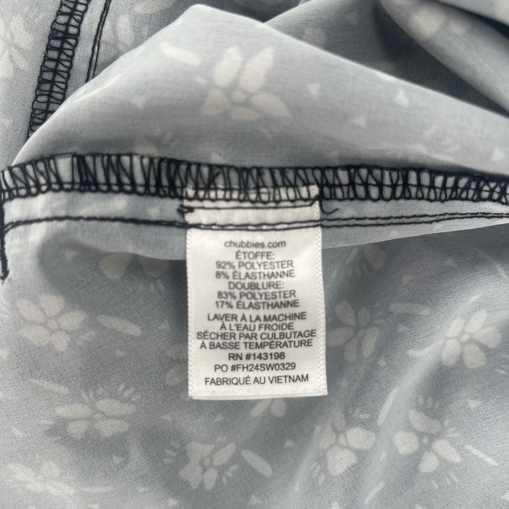 Chubbies Swim Trunks Mens S Black Floral Print 5.5